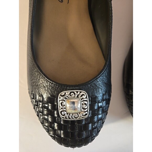 Brighton 'Barb' Black Leather Ballet Flats With Silver Accent Charm Size 7M - Picture 5 of 15